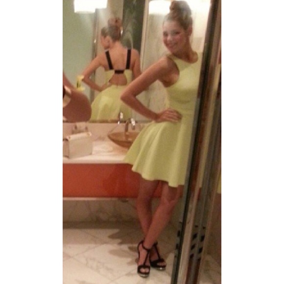 SOLD Bebe Neon fit and flare Skater Dress. - Picture 4 of 4